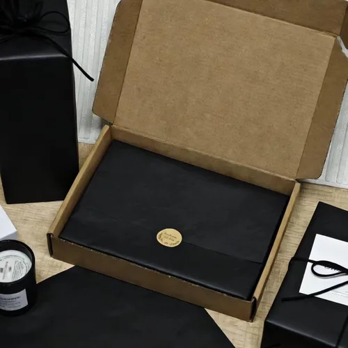 Miniatura 3 de LIAPAWPAW Rollo de papel de seda negro a granel para envoltura de regalos, ramos de flores y manualidades, 17 pulgadas x 98 pies, papel de seda