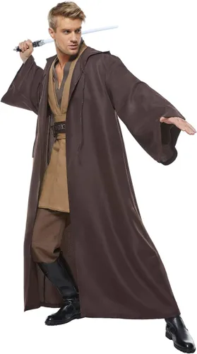 Miniatura 3 de CosplaySky Disfraz para adultos, túnica con capucha, uniforme de color marrón