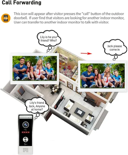 Miniatura 8 de TUYA - Timbre de video con cable, intercomunicador de apartamento, timbre HD 1080P, 2 unidades de 10 pulgadas, sistema de monitor táctil completo