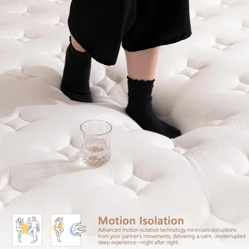 Miniatura 8 de Colchón de tamaño individual de 12 pulgadas, híbrido mediano de enfriamiento de espuma viscoelástica transpirable y cama de resortes ensanchados