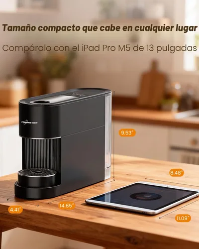 Miniatura 3 de Máquina de café expreso, compatible con cápsulas originales Nespresso, de un solo toque con zona de preparación iluminada, bomba de 20 bares, tanque