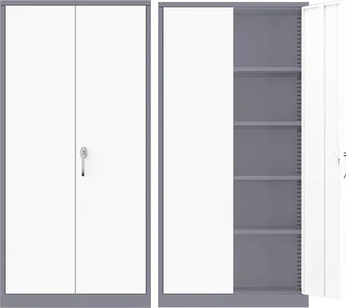 Miniatura 13 de Superday Armario de almacenamiento de garaje con ruedas, gabinete de almacenamiento de metal de 73 pulgadas de alto con puertas y estantes