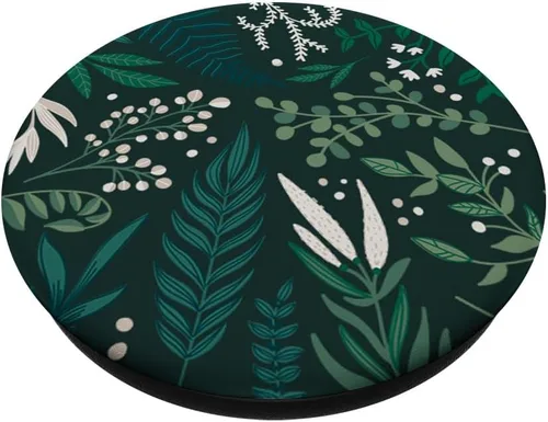 Miniatura 2 de Follaje botánico verde de helecho y bayas blancas patrón floral PopSockets intercambiables PopGrip
