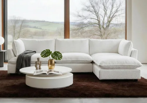 Miniatura 41 de Iroomy Oversized Modular Sectional Sofa, Chenille Cloud Couch, Deep Comfy Seat, 4-Seater Sofas, Couches, Living Room, Beige