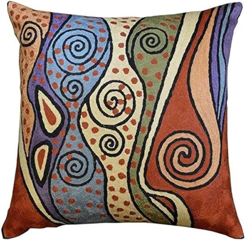 Miniatura 18 de Klimt - Funda de almohada moderna azul para sofá Almohadas contemporáneas azules Cojín de silla moderno abstracto Almohada moderna