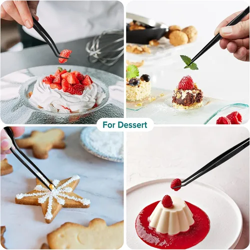 Miniatura 5 de Juego de pinzas de cocina, 6 pinzas de cocina, juego de pinzas de cocina de 6.3 pulgadas, pinzas culinarias de acero inoxidable para cocinero