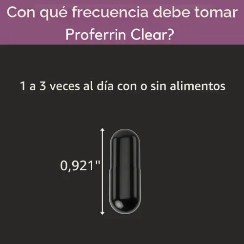 Miniatura 3 de Proferrin Clear Suplemento de Hierro Hemo, 90 Cápsulas - Absorción Superior, Suave para el Estómago, Natural, Hecho en EE.UU