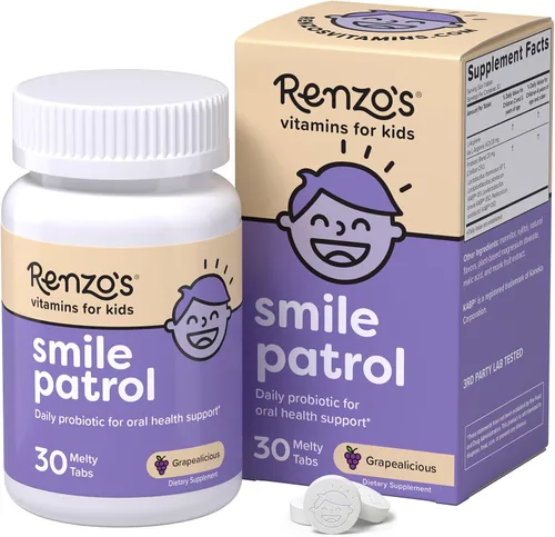 Miniatura 7 de Probióticos de Renzo para niños, probióticos solubles para la salud digestiva y el apoyo inmunológico, 60 pastillas derretidas con sabor a cereza
