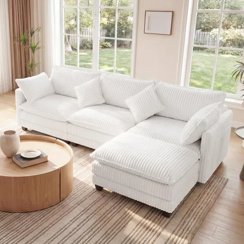 Miniatura 12 de Vesgantti Sofá de nube de 74 pulgadas para sala de estar, sofá modular de 2 plazas, sofá modular de pana de doble cojín, sofás pequeños de pana