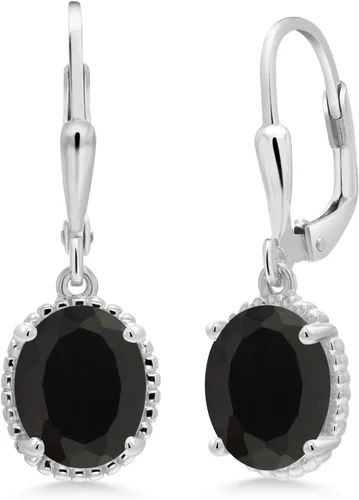 Miniatura 153 de Gem Stone King Aretes colgantes de gota para mujer, plata de ley 925, piedra natal ovalada de 0.354 x 0.276 in, joyería fina, regalos para ella