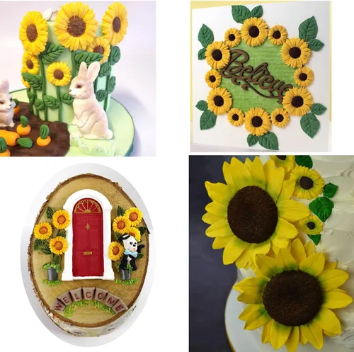 Miniatura 3 de Moldes de silicona de girasol para fondant de hojas de girasol para decoración de pasteles de caramelo de chocolate, decoración de cupcakes, pasta