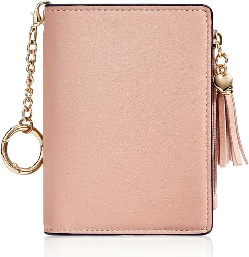 Miniatura 15 de Gostwo Billeteras pequeñas para mujer, elegante cartera para mujer con ventana de identificación, bolsillo con cremallera para monedas y borla.