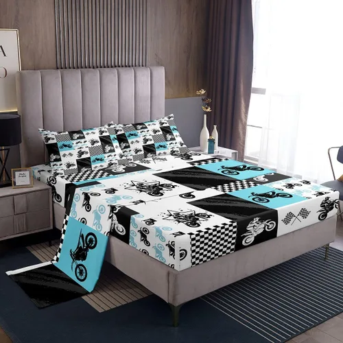 Miniatura 11 de Juego de sábanas para cama de coche de bomberos, juego de sábanas de coche de policía con bolsillo profundo, sábana bajera ajustable para decoración