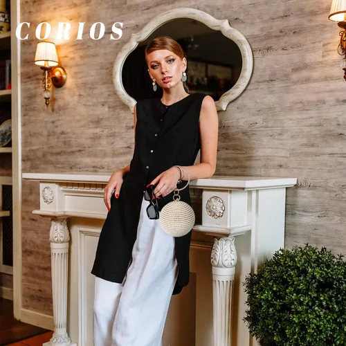 Miniatura 2 de Bolso de noche para mujer, bolso de mano redondo con cuentas de perlas, bolso de mano con diamantes de imitación