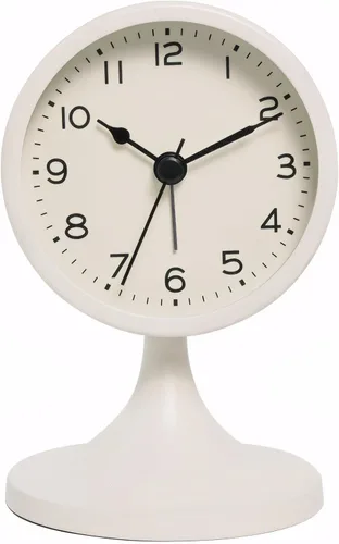 Miniatura 9 de Reloj analógico lindo retro reloj de escritorio luz nocturna silenciosa mesa de metal despertador sin tictac pequeño funciona con pilas para mesita