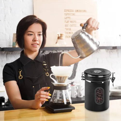 Miniatura 8 de Recipiente de café hermético de 60.9 fl oz con rastreador de fecha y ventana transparente, recipiente de café de 22.8 onzas líquidas con cuchara