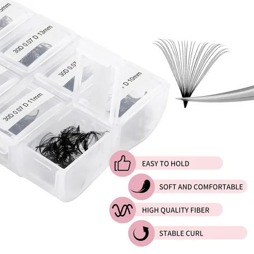 Miniatura 115 de Extensiones de Pestañas Rizo D 0.59-0.79 pulgadas Bandeja Mixta Seda Extensiones de Pestañas Clásicas Suministros Extensiones de Pestañas