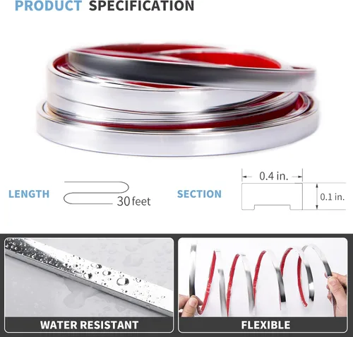 Miniatura 2 de Art3d Moldura de Vinilo Flexible de 30 Pies para Despegar y Pegar para Bordes de Azulejos de Pared, Protector contra Salpicaduras de Cocina, Marco