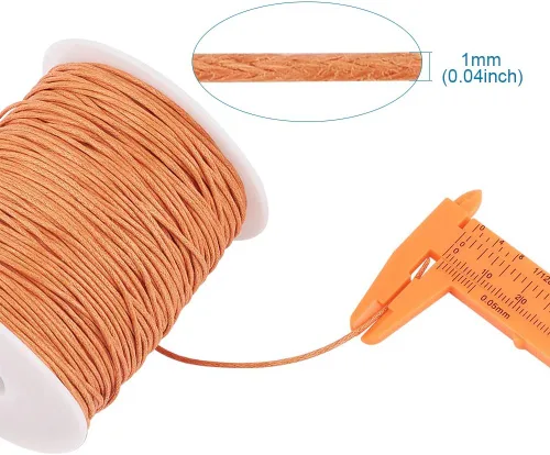 Miniatura 2 de Cordón de algodón encerado de 100 yardas, hilo de algodón trenzado naranja oscuro, cuerda de cuentas trenzada, cuerda para collar, pulsera, collar