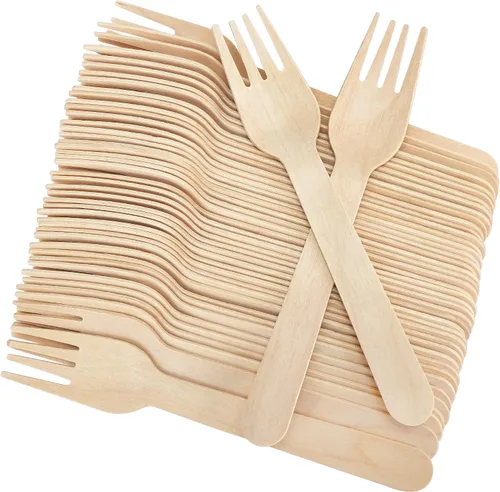 Miniatura 9 de LotFancy Tenedores desechables, 100 tenedores de madera, 6.2 pulgadas, biodegradables compostables, ideales para camping, picnic, cenas, suministros