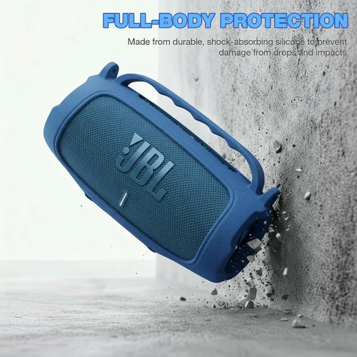 Miniatura 3 de Funda de silicona compatible con altavoz Bluetooth portátil impermeable JBL Charge 5 (azul)