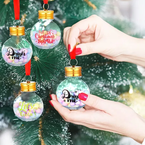 Miniatura 5 de Dingion 12 piezas de adornos de bola de alcohol de Navidad, adornos de árbol de Navidad, bolas de bebida de Navidad, bolas de bebida festivas