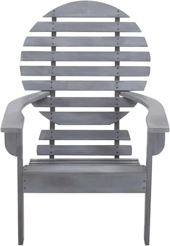 Miniatura 3 de Silla Adirondack de madera de acacia maciza, gris, 27.2 pulgadas de ancho x 35.0 pulgadas de alto, acabado desgastado, para asientos al aire libre