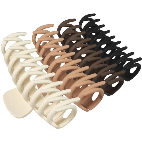 Miniatura 8 de OWIIZI Pinzas grandes para el cabello para mujer, 4.3 pulgadas, diseño de leopardo mate, pinzas para el pelo jumbo, antideslizantes, pinzas
