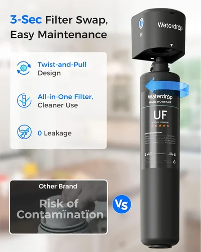 Miniatura 8 de Waterdrop 15UB-UF Sistema de filtro de agua para debajo del fregadero, 0,01 micras, sistema de filtración de agua potable para debajo del mostrador