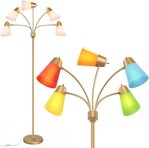 FOLKSMATE Lámpara de Pie LED, Medusa Lámparas de Pie Altas Modernas de Múltiples Cabezales, Luz de Pie de Lectura Ajustable para Esquina para Sala