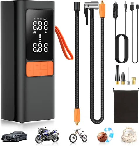 Inflador de neumáticos, compresor de aire portátil, 150 PSI inalámbrico y bomba de neumáticos de doble potencia de 12 V CC para neumáticos de