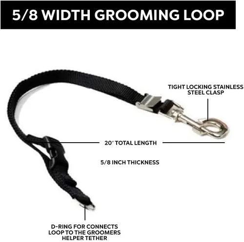 Miniatura 2 de Groomers Helper Bucle profesional de 5/8 pulgadas - Bucle de seguridad para aseo de mascotas para baño de perros, aseo y recorte de perros (negro)