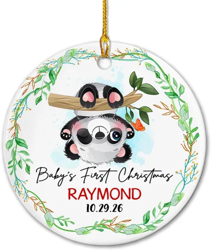 Miniatura 14 de Agregar foto Adorno de cerámica de la primera Navidad del bebé 2025, imagen personalizada del primer árbol de adorno de Navidad del bebé, adorno