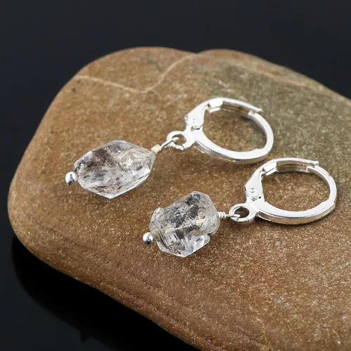 Miniatura 36 de Aretes de aro de cristal afganita natural Piedras afganas de alto grado Aretes chapados en plata Gota lisa Joyas de piedras preciosas hechas