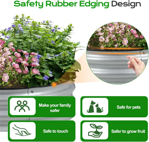 Miniatura 3 de Aoodor Cama de jardín elevada de metal de 9 pulgadas de alto y 30 pulgadas, maceta para exteriores y kit de jardín elevado para verduras, flores