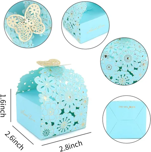 Miniatura 5 de Kslong Juego de 50 unidades por juego de cajas de regalo de galletas, recuerdos románticos de boda, bonita caja de chocolate para bodas, suministros