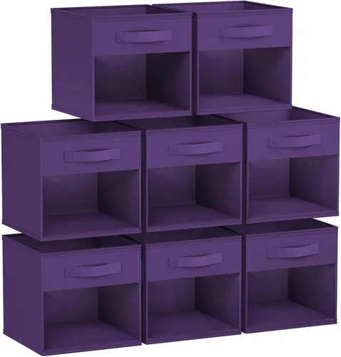 Miniatura 14 de DIMJ Cubo de almacenamiento, 6 paquetes de contenedores plegables con asas, contenedores de tela para organización, cubos organizadores