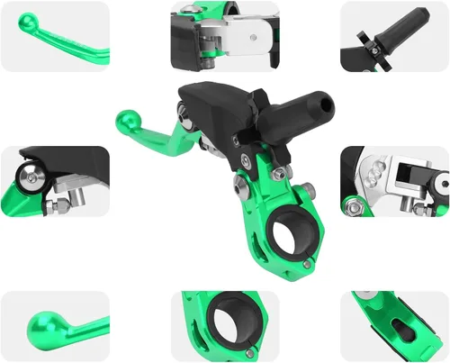Miniatura 4 de 7/8" 22mm Manillar universal de aluminio para motocicleta, 360°, aleación plegable, manillar de embrague para motocicleta, bicicleta de calle, Verde