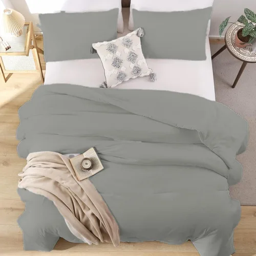 Miniatura 3 de SDIII - Juego de edredón de 3 piezas gris tamaño Queen con 2 fundas de almohada, juego de ropa de cama suave de microfibra cepillada gris para Gris