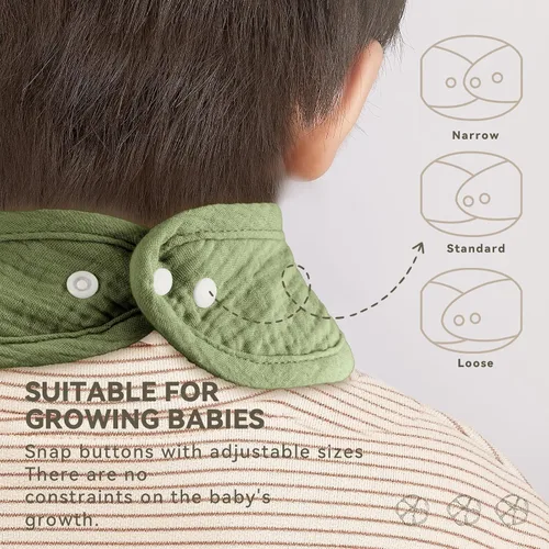 Miniatura 4 de Baberos de muselina para bebés para niños y niñas, baberos de algodón para babeo, baberos ajustables para recién nacidos para babeo y dentición
