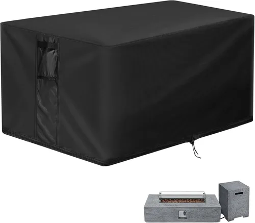 Miniatura 10 de Cubierta rectangular para hoguera, fundas rectangulares de 32 pulgadas, cubierta de mesa impermeable para fogata de gas, 32 x 20 x 16 pulgadas