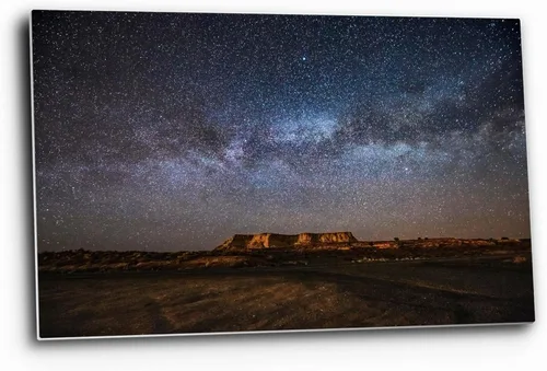 Night Sky Wall Art (Ready to Hang) Aluminum Metal Print of Milky Way Spanning Sky Over Mesa in Arizona Desert Photography Southwest Decor (8" x 10")