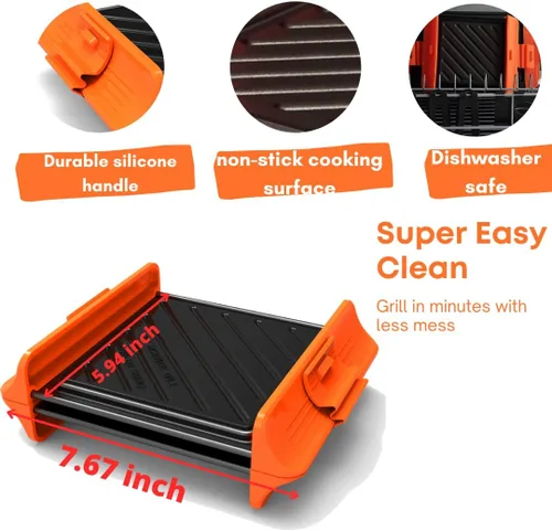 Miniatura 7 de Sandwichera para microondas Sandwichera de prensa Panini Bandeja para parrilla de microondas Grill rápido y apto para lavavajillas