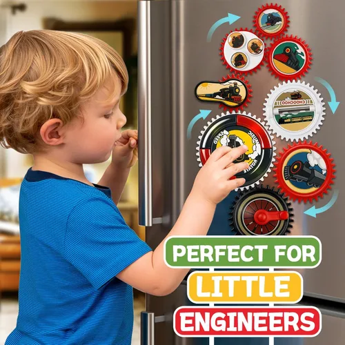 Miniatura 4 de Juego de juguetes magnéticos de 8 piezas, juguetes de engranajes para niños pequeños de 1 a 3 años con música y luz, aprendizaje educativo STEM