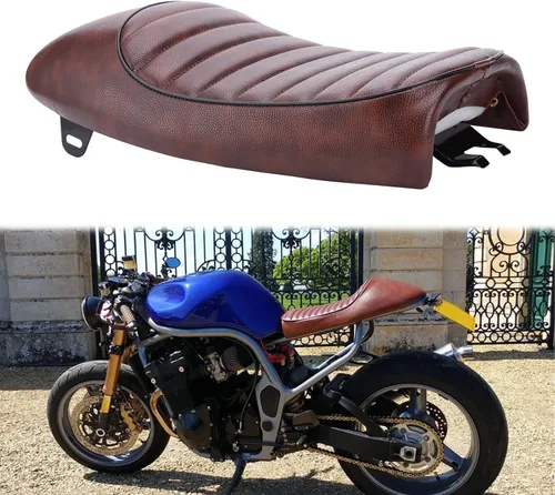 Miniatura 14 de Asiento plano retro de rombo negro vintage para motocicleta Cafe Racer para KZ400 KZ550 K750 Z650 W650 CB100 CB125 CB175 CB200 CB350 CL200 CL350