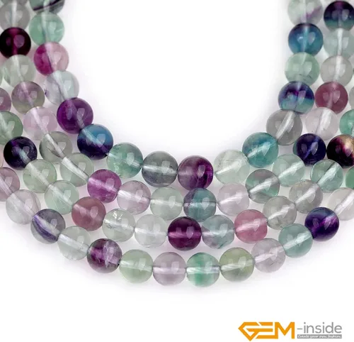 Miniatura 5 de GEM-Inside - Cuentas sueltas de fluorita arcoíris natural, grado AAA de 0.315 in, cuentas de energía de cristal para fabricación de joyas, 15