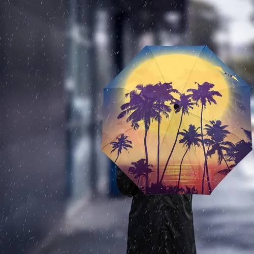 Miniatura 3 de DHDM Automatic Umbrella for Rain and Sun Male Women Beach Parasol Print Folding Umbrella