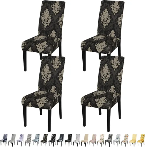 Miniatura 73 de JQinHome Juego de 8 fundas para sillas de comedor, fundas de alta elasticidad extraíbles y lavables, fundas protectoras de asiento para silla