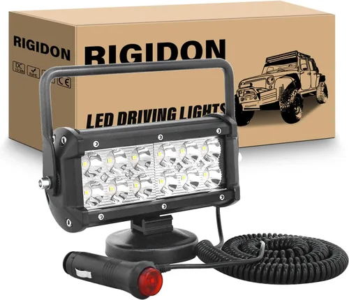 Miniatura 11 de RIGIDON Luz de trabajo LED de 4 pulgadas y 48 W con base magnética, luz cuadrada impermeable, 12 V, 24 V, iluminación todoterreno, luces antiniebla