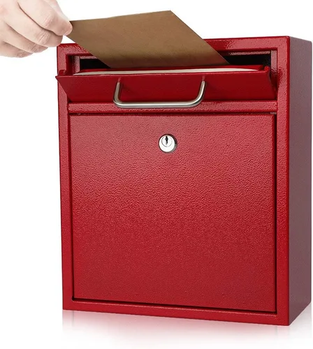 Miniatura 14 de KYODOLED Buzón de pared para exterior, cerradura de combinación, grande, negro Sturdy Steel, Anti-theft Large Drop Box, Ideal for Home, Office